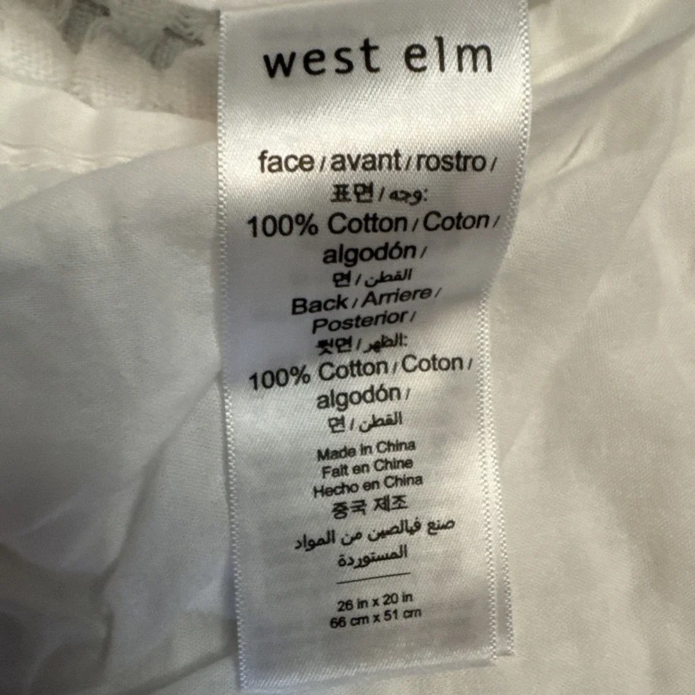 West Elm STANDARD Pillow Shams Cotton Waffle in White Textured Set Pair 2